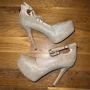 Dream Pairs Swan Gold Sparkle High Heels Women Size 10 RARE.NEW READ DETAILS!